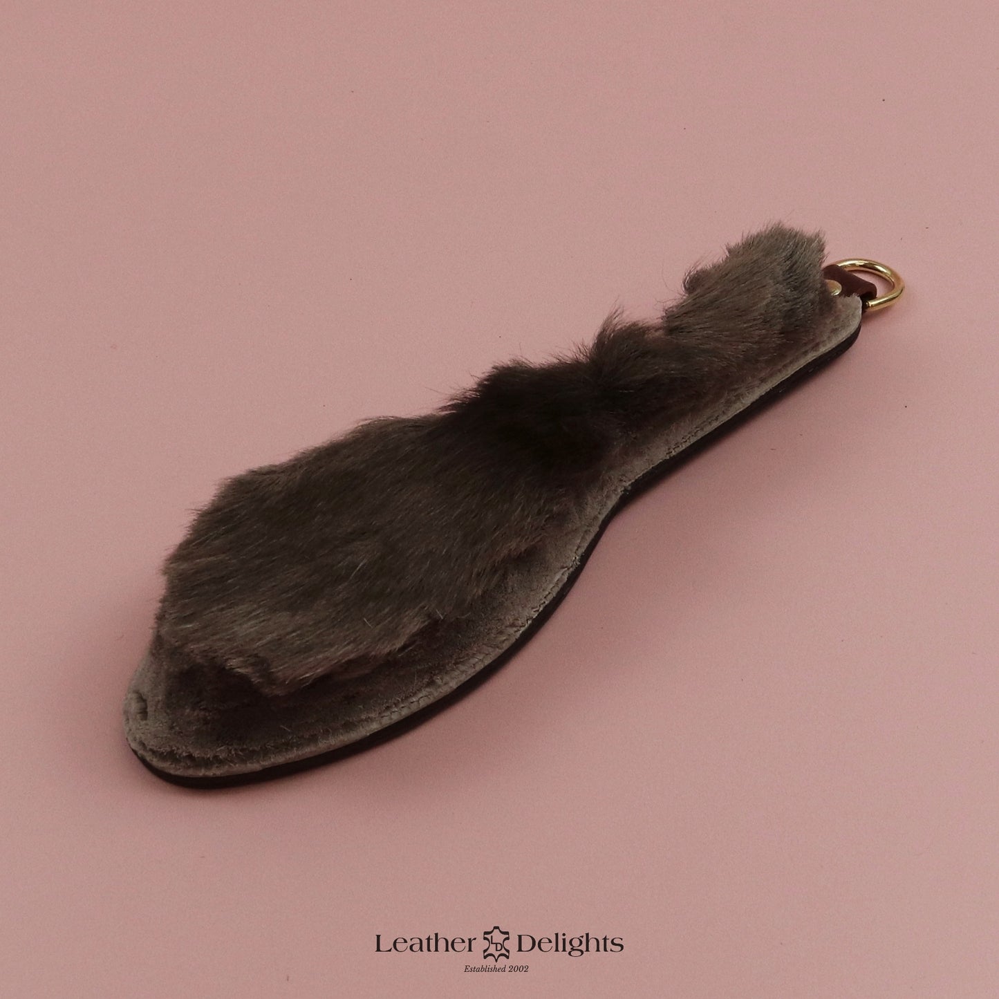 Shoe Sole Paddle - Brown Leather & Hair on Hide Reindeer with Brass Hardware