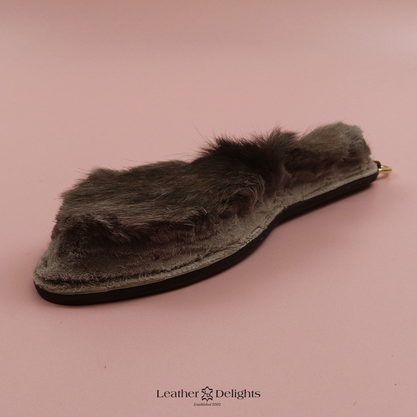 Shoe Sole Paddle - Brown Leather & Hair on Hide Reindeer with Brass Hardware