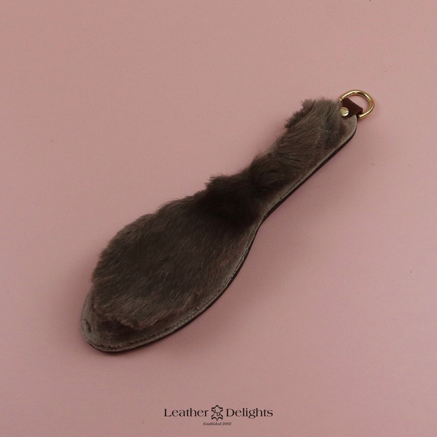 Shoe Sole Paddle - Brown Leather & Hair on Hide Reindeer with Brass Hardware