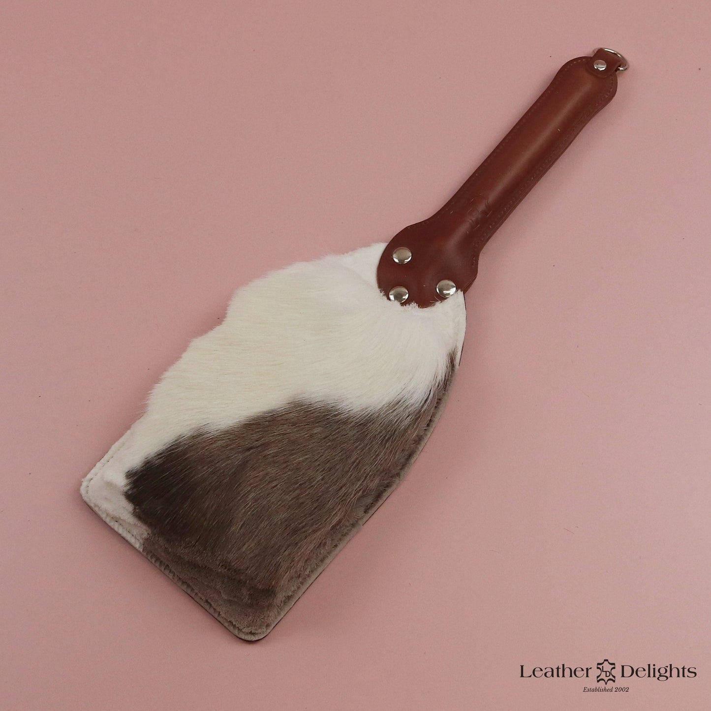 Booty Beater - Dark Brown Leather & Hair on Hide Reindeer with Tan Handle