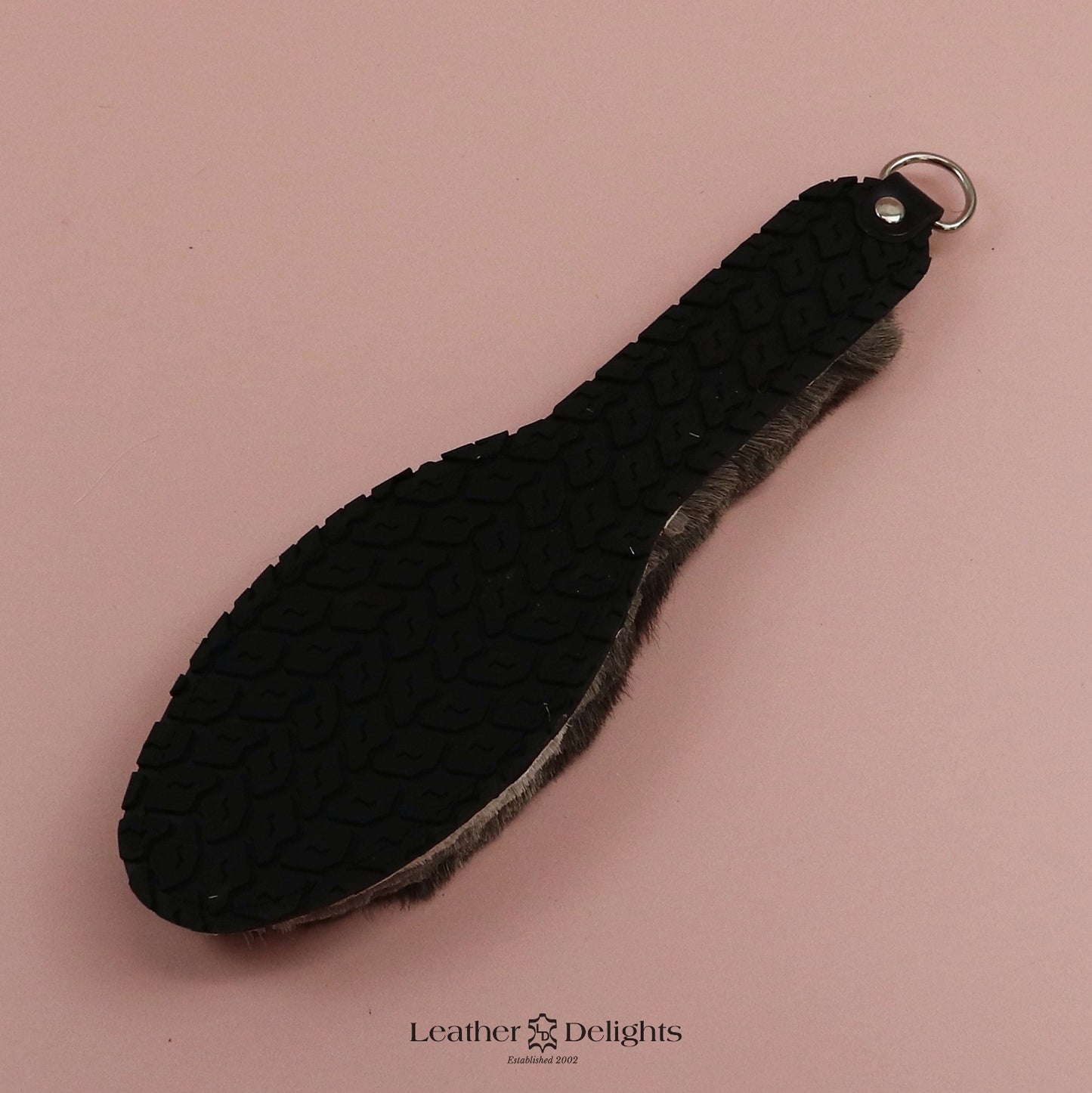 Shoe Sole Paddle - Black Tyre Tread Rubber & Hair on Hide Reindeer