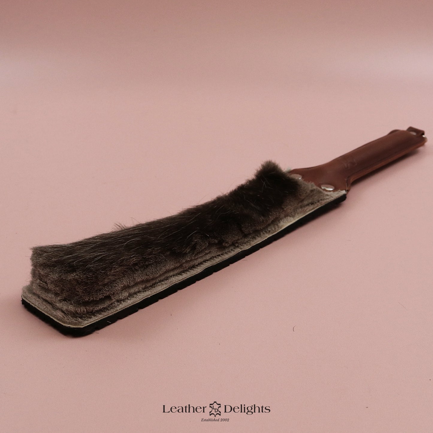 Punishment Paddle - Tyre Tread Rubber & Hair on Hide Reindeer with Tan Handle