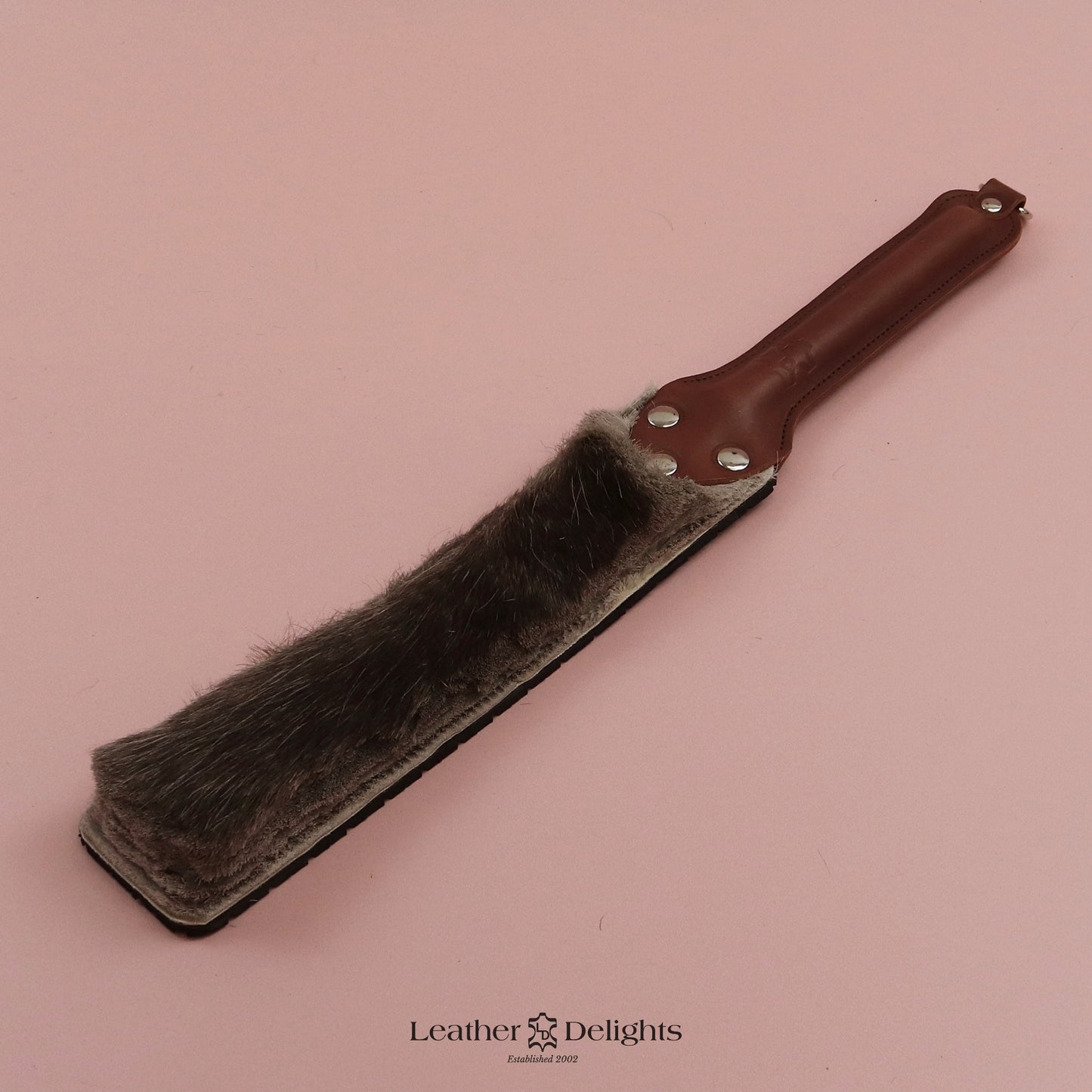 Punishment Paddle - Tyre Tread Rubber & Hair on Hide Reindeer with Tan Handle