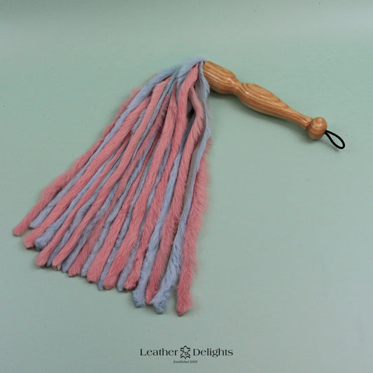 Baby Blue & Baby Pink Rabbit Fur Flogger