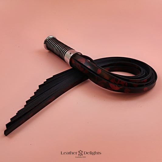 Torture Chamber Flogger - Black & Red Skull Print