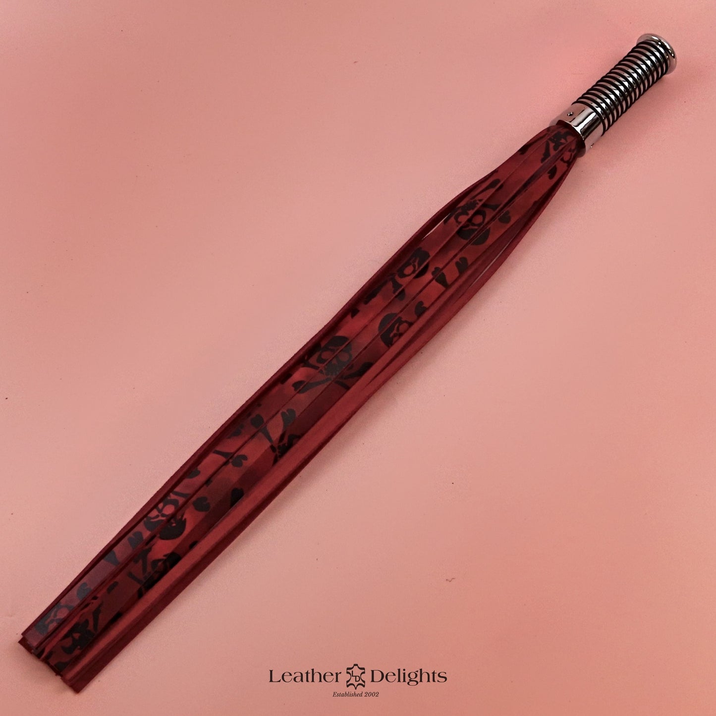 Torture Chamber Flogger - Red & Black Skull Print