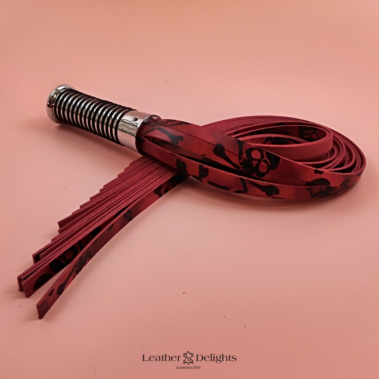 Torture Chamber Flogger - Red & Black Skull Print