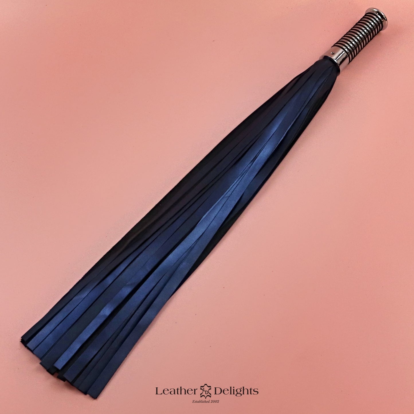 Torture Chamber Flogger - Metallic Royal Blue Leather