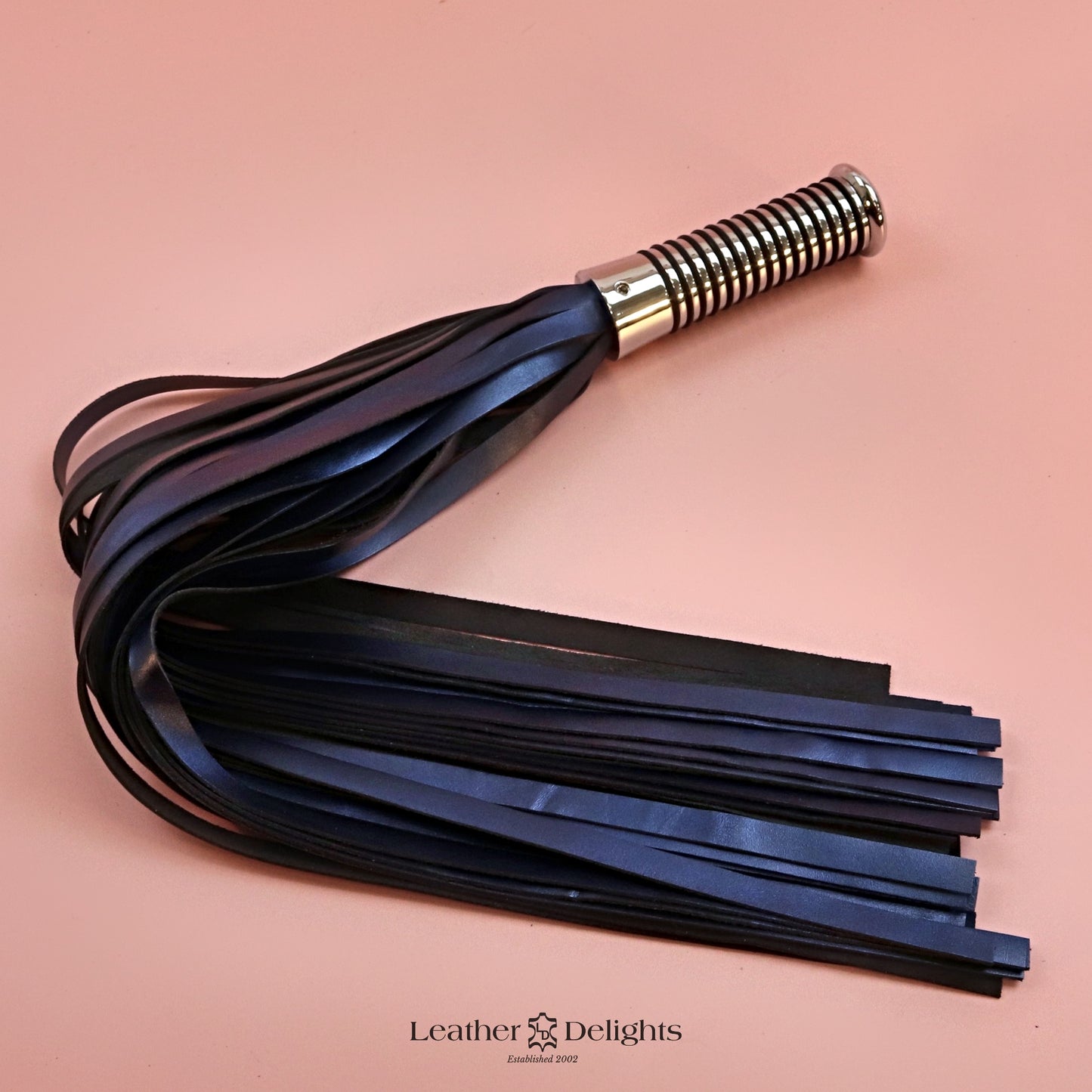 Torture Chamber Flogger - Metallic Royal Blue Leather