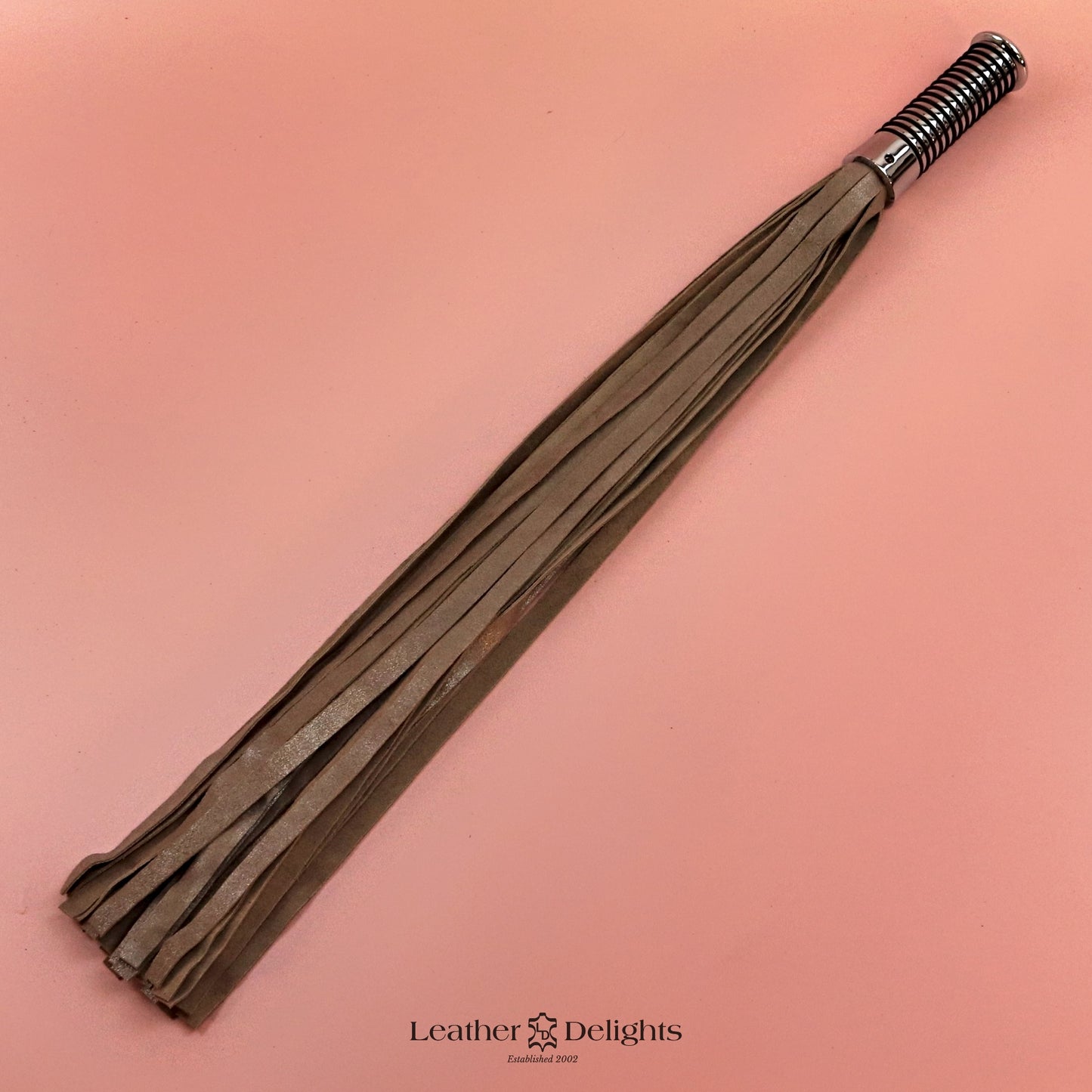 Torture Chamber Flogger - Metallic Beige Suede