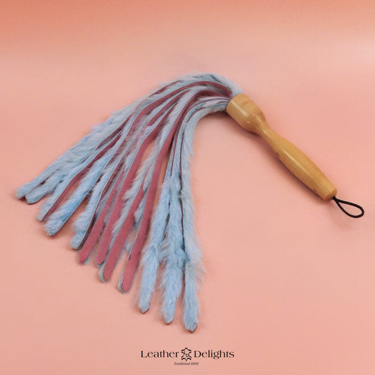 Baby Blue Rabbit Fur & Baby Pink Suede Flogger