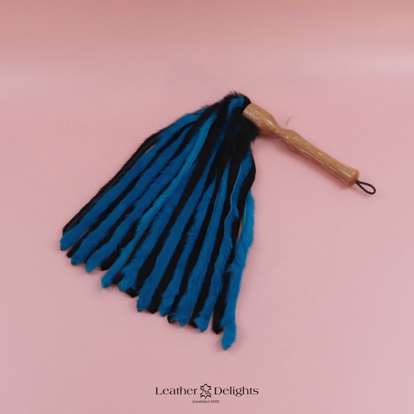 Black & Turquoise Rabbit Fur Flogger