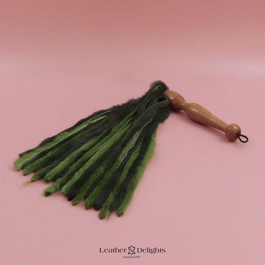 Forrest Green & Lime Green Rabbit Fur Flogger