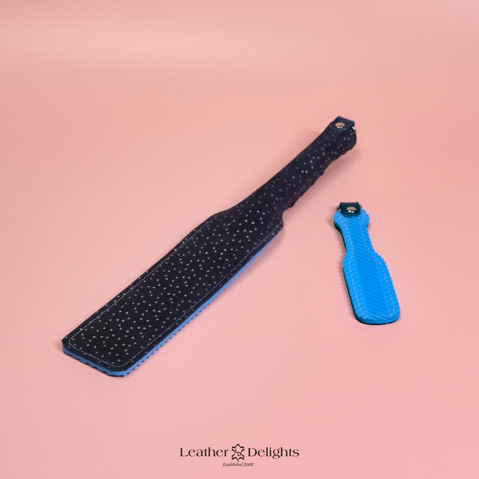 Double Cheek Slapper - Stars Suede & Blue Ripple Rubber – Leather Delights
