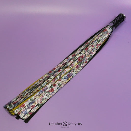 Torture Chamber Flogger - Floral Goatskin & Mustard Suede