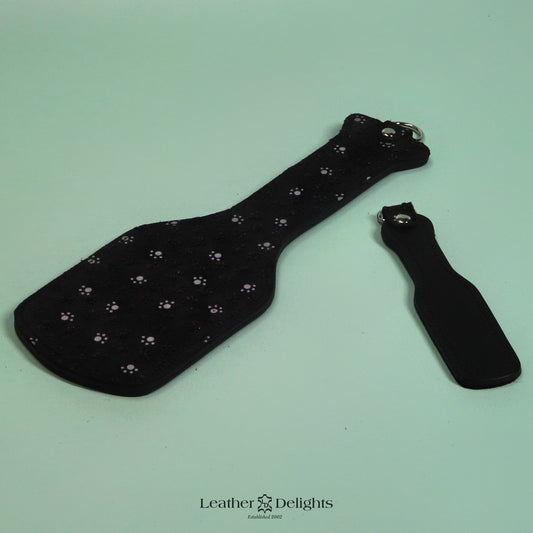 Intimidator Paddle - Paw Print Suede & Black Leather