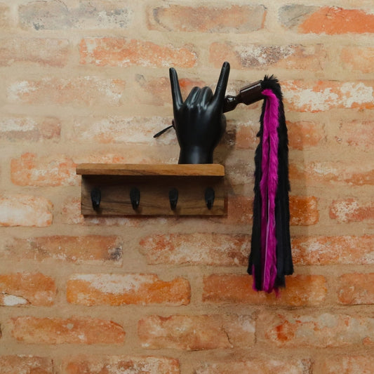 Two Tone Black & Bright Pink Rabbit Fur Flogger