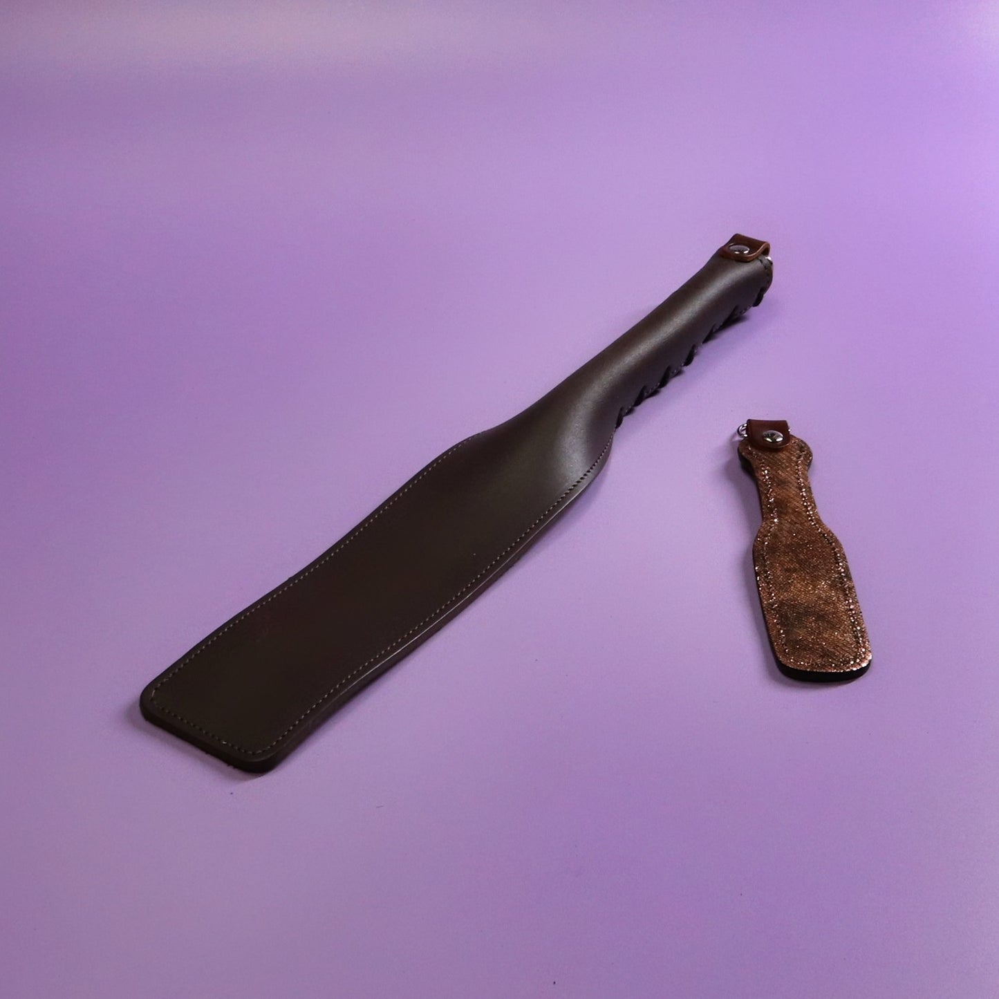 Double Cheek Slapper - Metallic Bronze Leather & Brown Leather