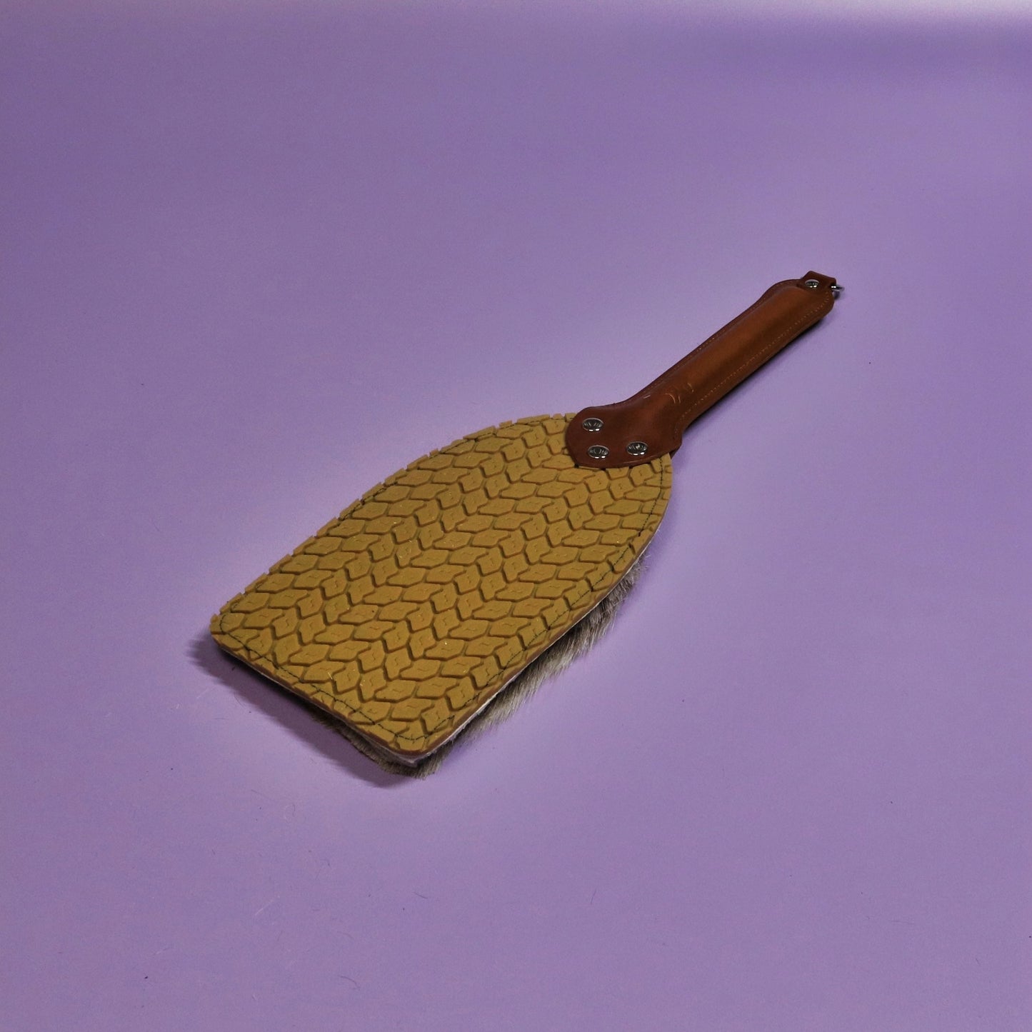 Booty Beater - Beige Tyre Tread Rubber & Hair on Hide Reindeer with Brown Leather Handle