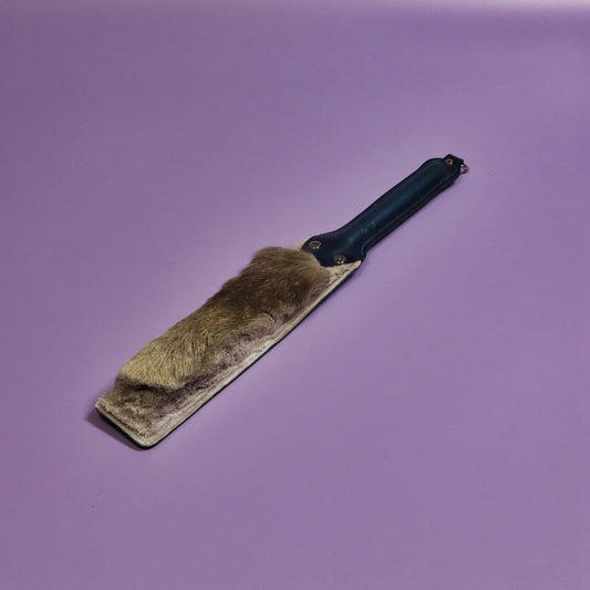 Punishment Paddle - Blue Italian Leather & Hair on Hide Reindeer