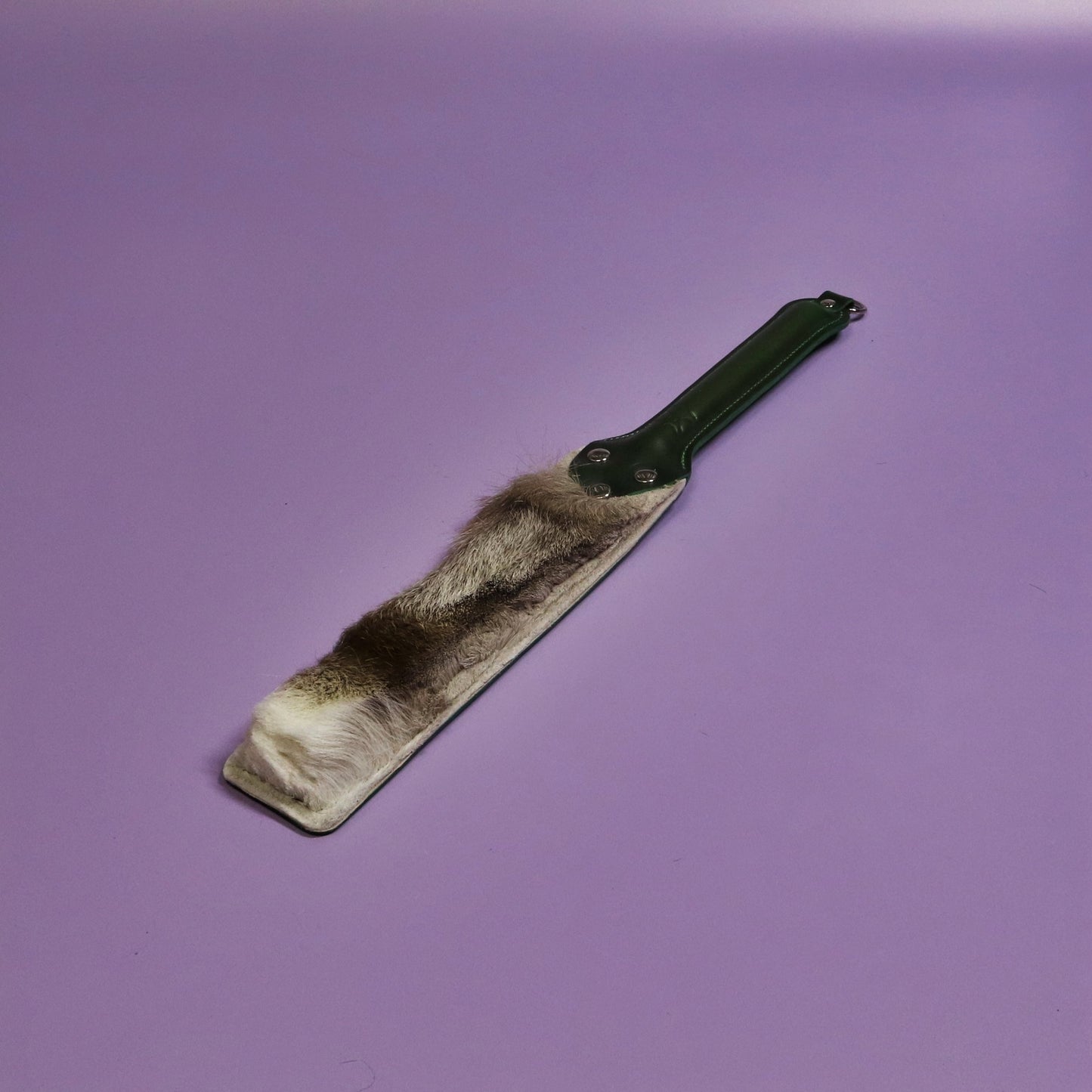 Punishment Paddle - Green Italian Leather & Hair on Hide Reindeer