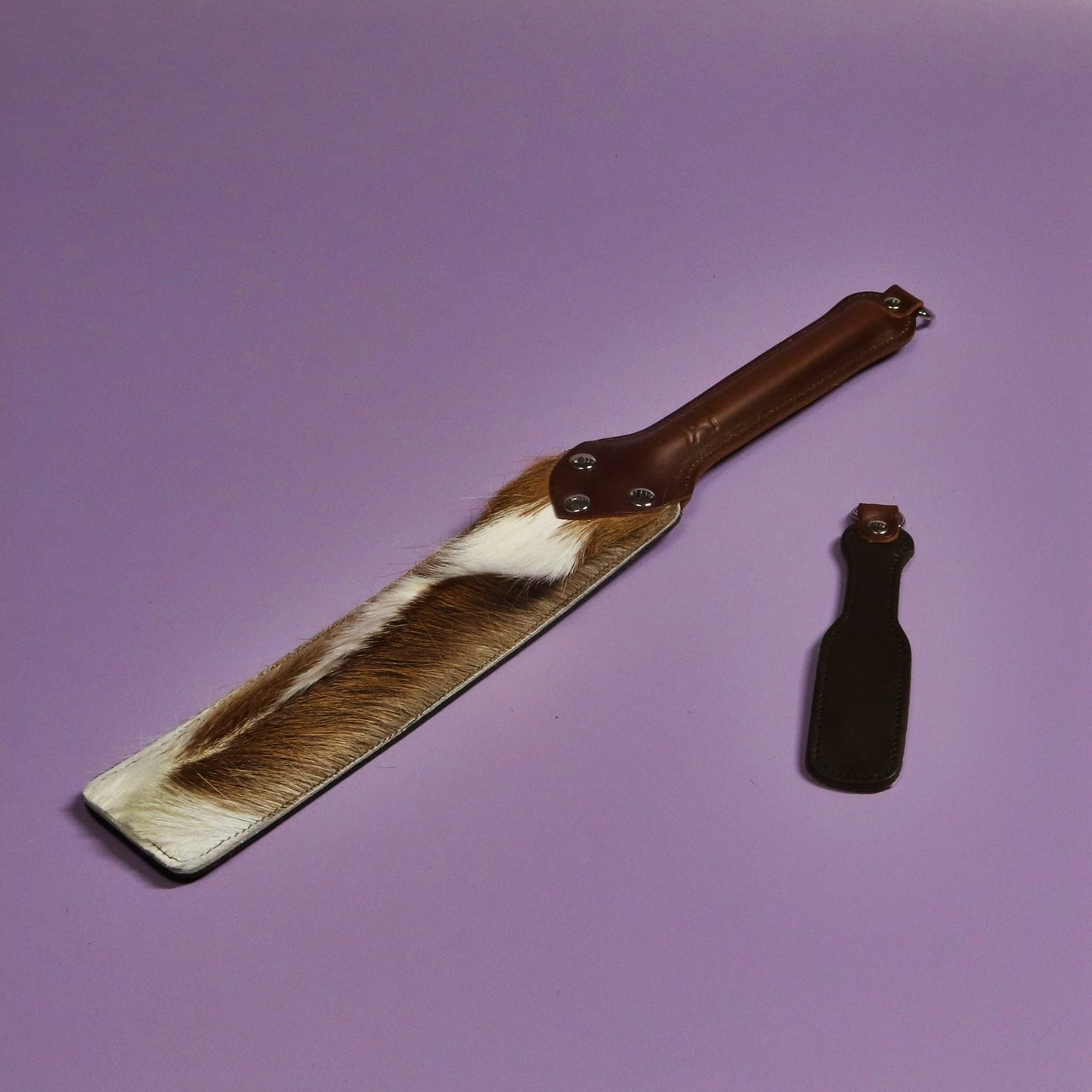 Punishment Paddle - Firm Brown Leather & Springbok