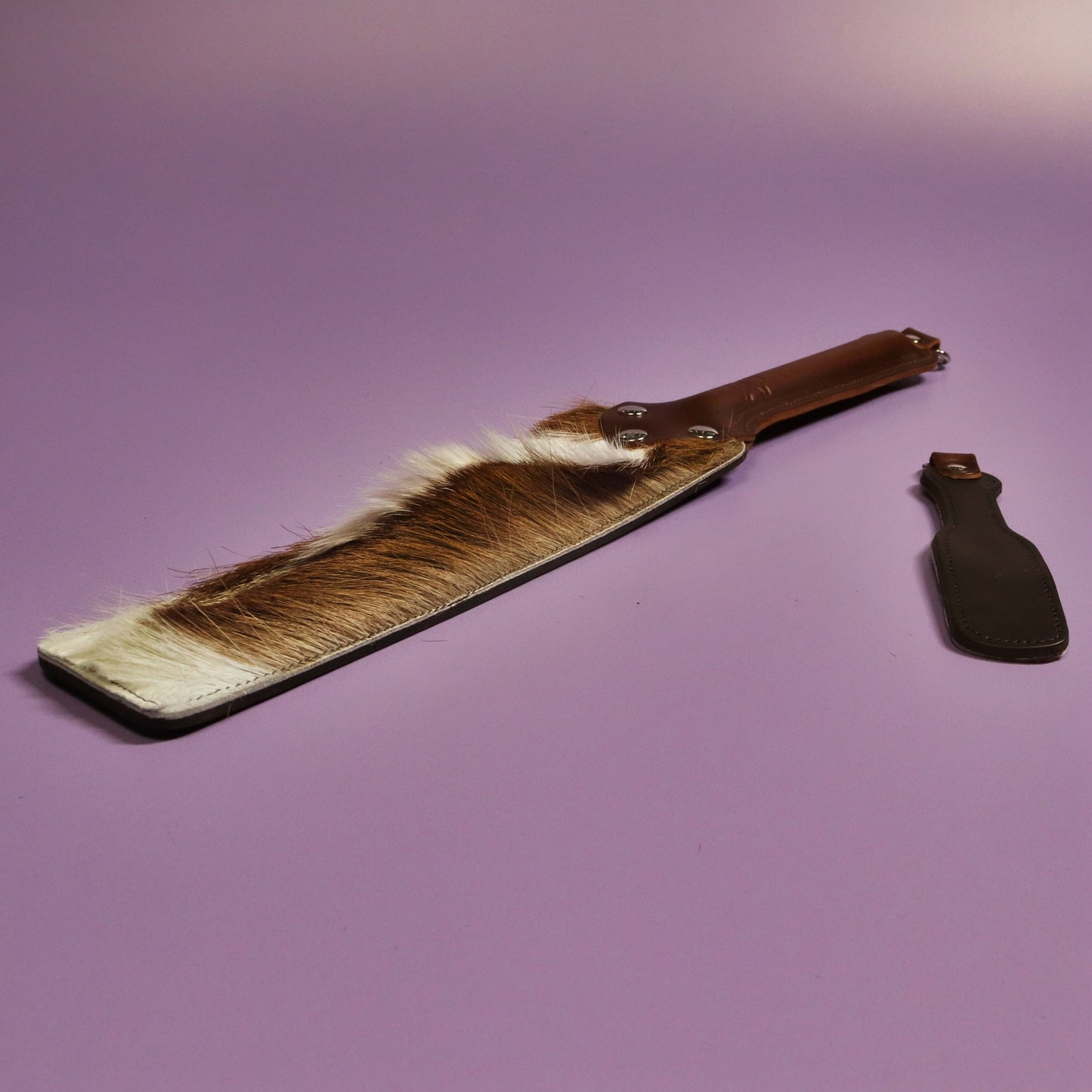 Punishment Paddle - Firm Brown Leather & Springbok