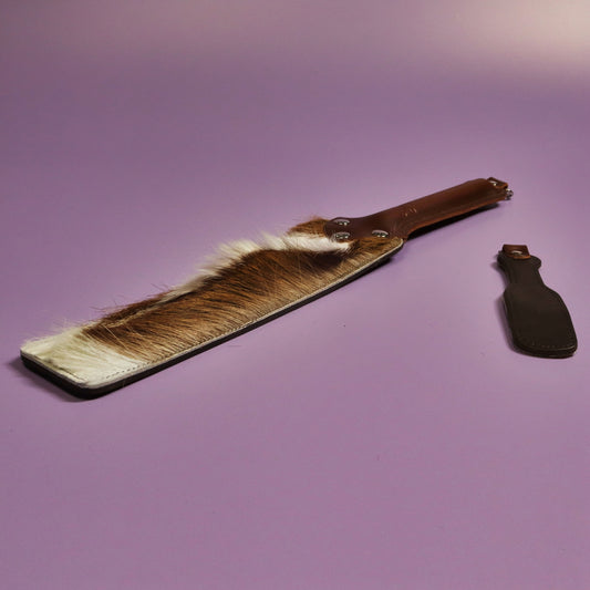 Punishment Paddle - Firm Brown Leather & Springbok