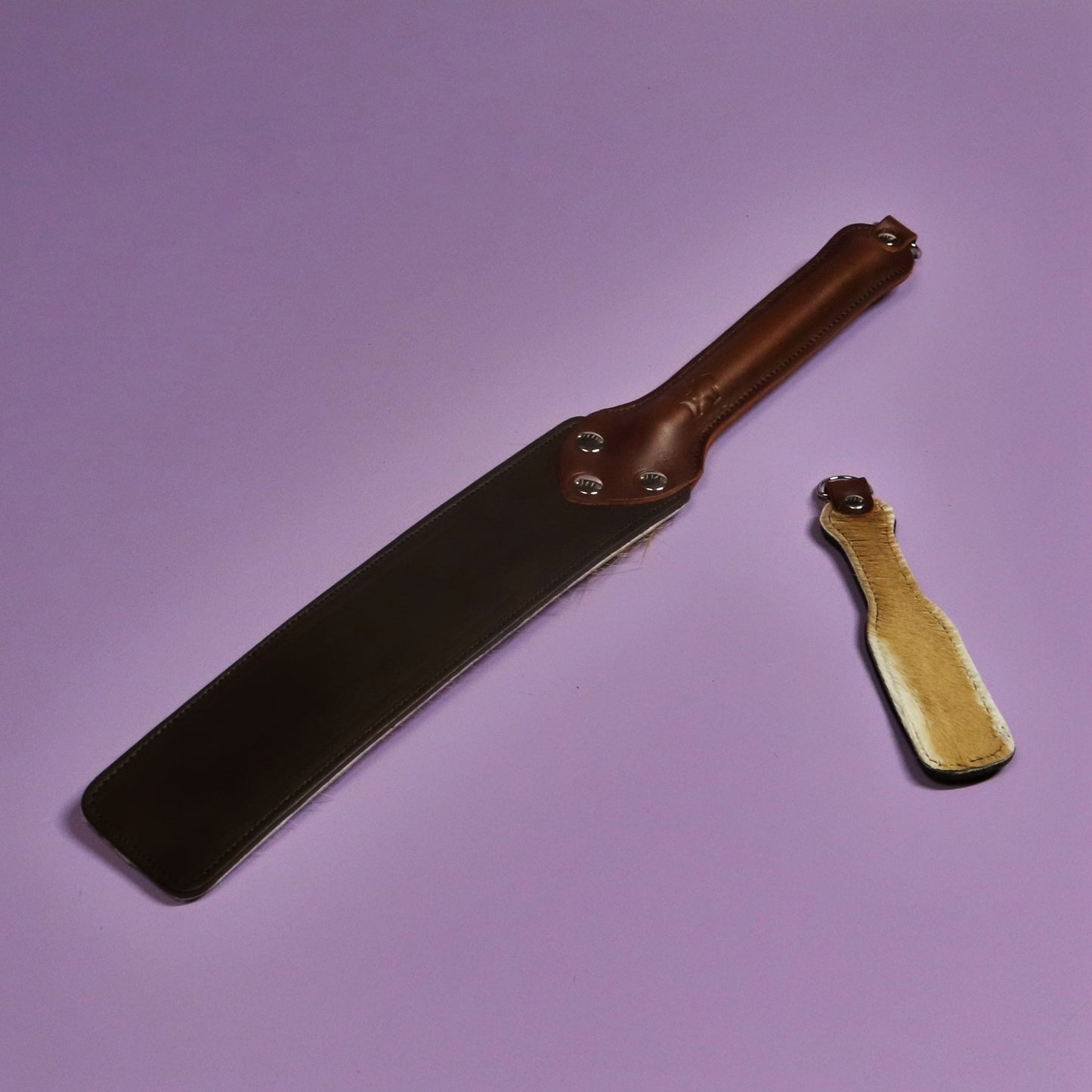 Punishment Paddle - Firm Brown Leather & Springbok
