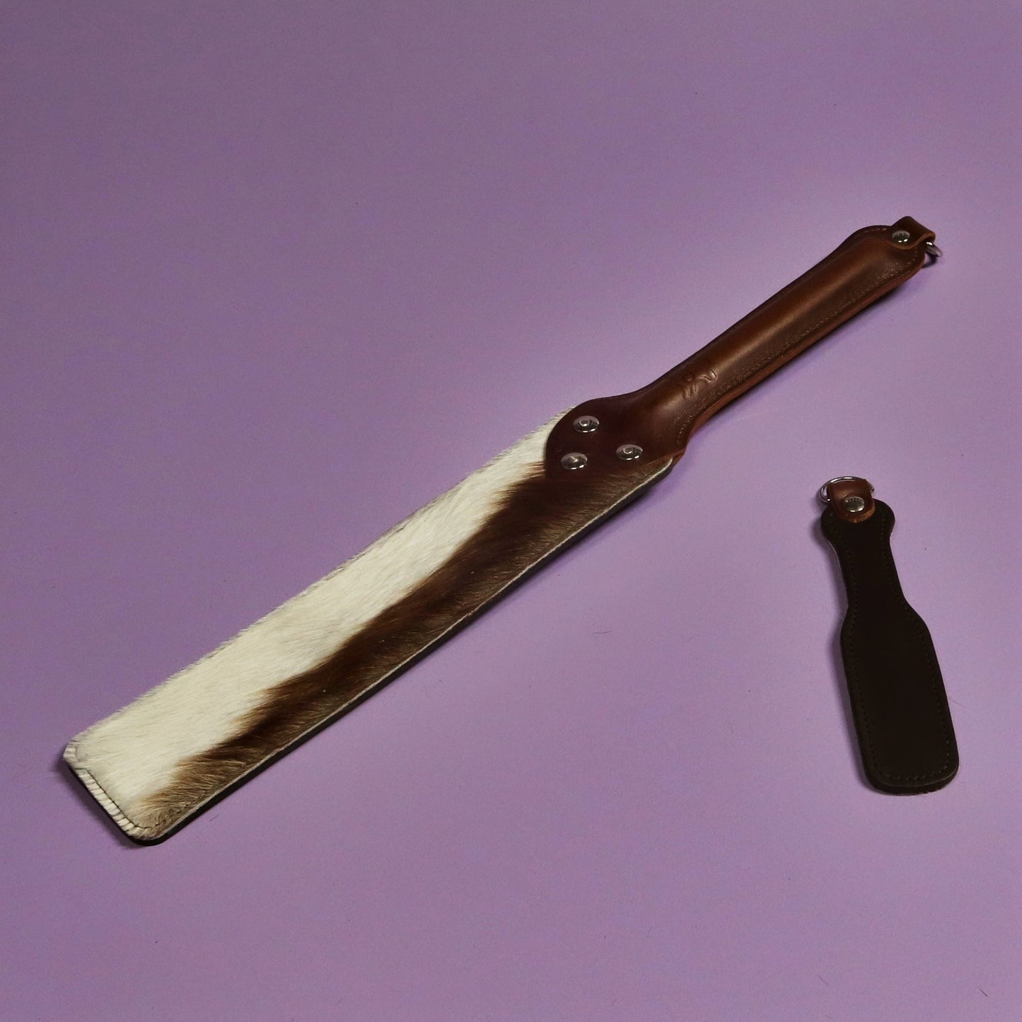 Punishment Paddle - Firm Brown Leather & Springbok