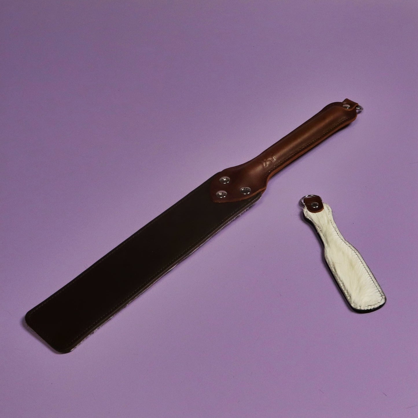Punishment Paddle - Firm Brown Leather & Springbok
