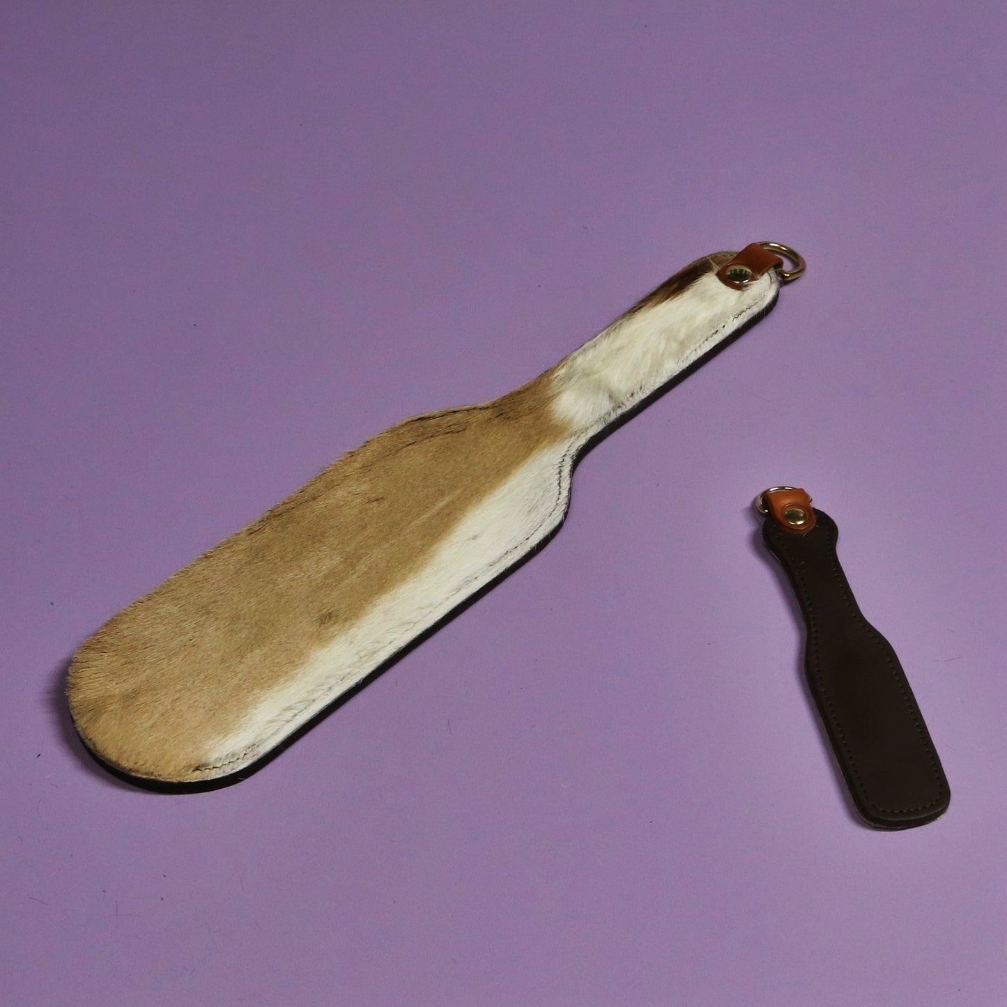 Colossus Paddle - Firm Brown Leather & Springbok with Brass Hardware